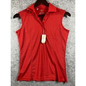 Monterey Club Womens Red Sleeveless Golf Polo Shirt XS Dr Swing Moisture Wicking